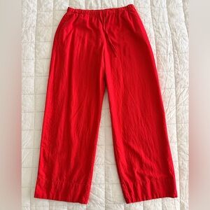 GAP - Size S - Linen-Blend Easy Wide-Hem Pants in Tomato Sauce Red